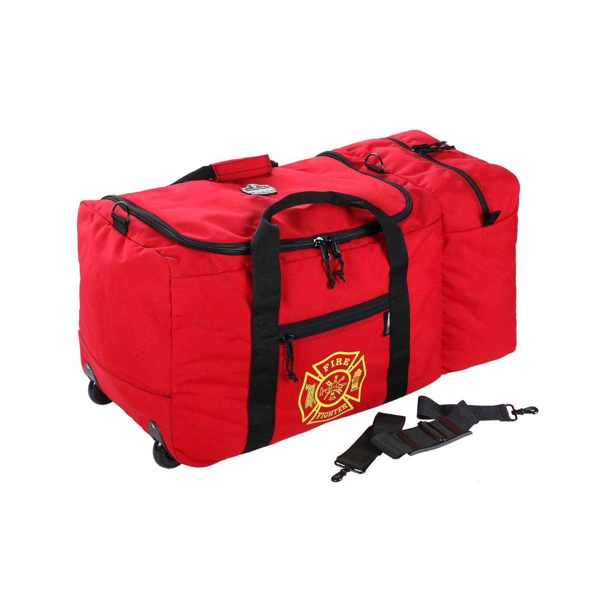 Bunker Gear Bag with DTI Logo Red Nylon 16" x 32" x 14" Wheeled 13205 Logo SP12343