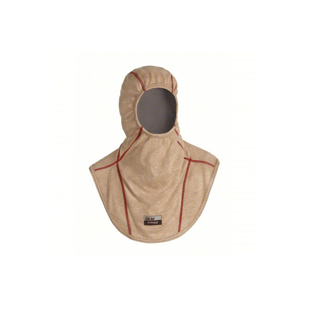 INNOTEX Fire Hood: PBI(R)/Lenzing FR(R), Universal, 21 in Lg, Tan/Red, 8 oz Fabric Wt