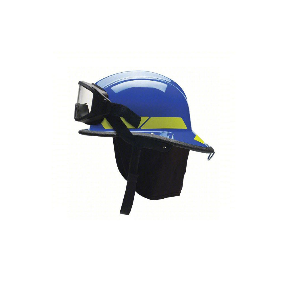 BULLARD Fire Helmet,Blue,Modern: 6-1/2 to 8 Fits Hat Size, Thermoplastic, 4 pt Ratchet