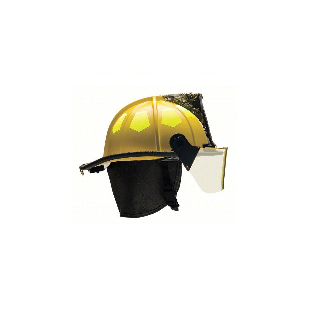 BULLARD Fire Helmet with TrakLite: 6-1/2 to 8 Fits Hat Size, Yellow, Fiberglass, Traditional Matte