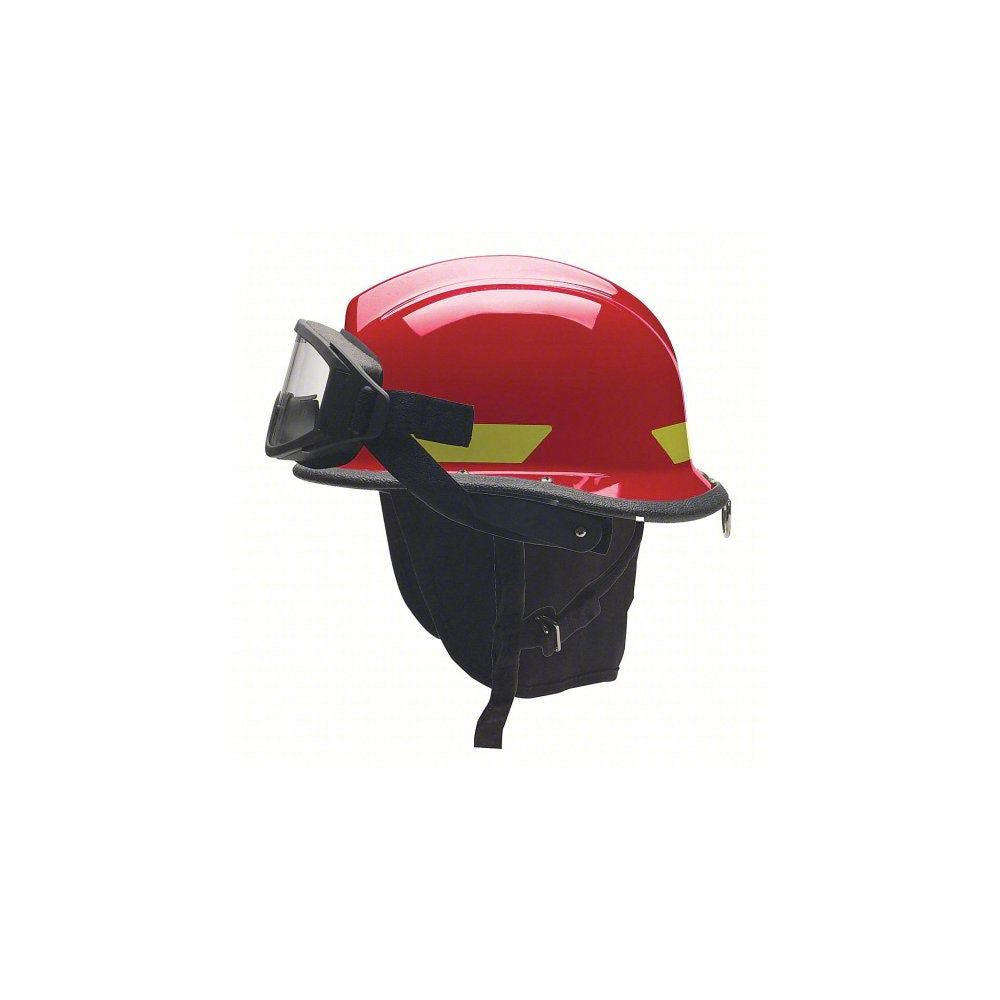 BULLARD Fire Helmet: 6-1/2 to 8 Fits Hat Size, Red, Ultem(R), Modern, Quick Release 3-Point