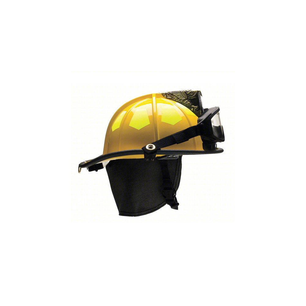 BULLARD Fire Helmet with TrakLite: 6-1/2 to 8 Fits Hat Size, Yellow, Fiberglass, Traditional Gloss